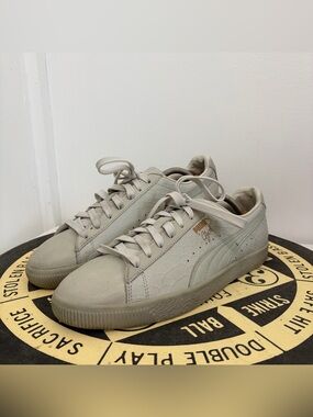 PUMA Clyde Python Textured Leather Dressed Shoes Sneakers Grey Men’s Size 10.5